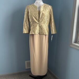 NWT R&M Richards Gold, Sage & Tan Dress Set